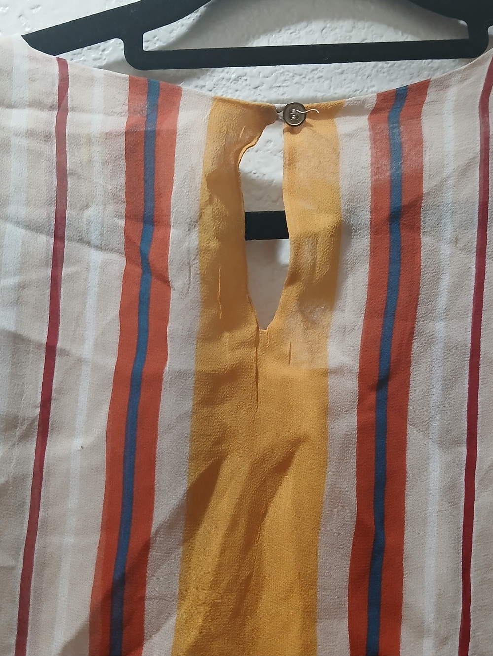 Maeve White Tunic with Mustard, Red & Blue Stripes - Picture 5 of 7